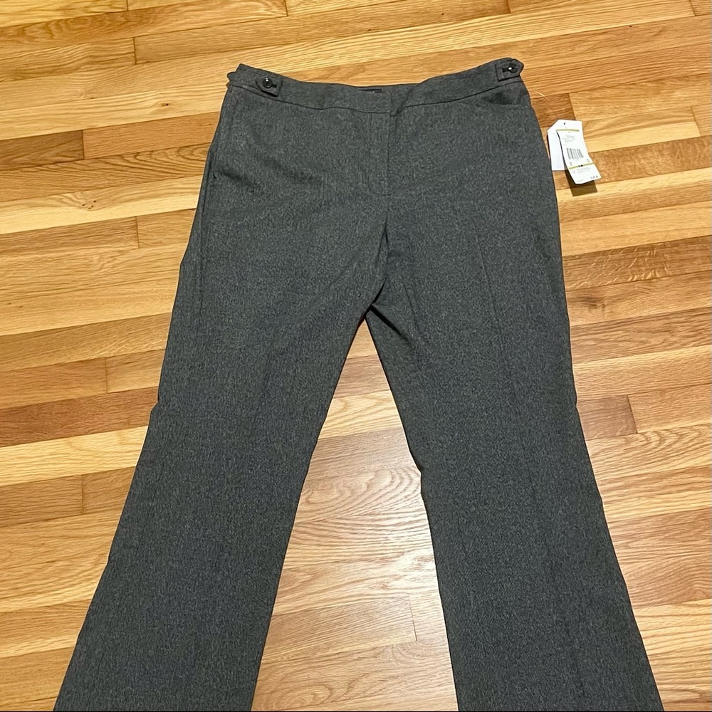 Anne Klein Womens Dress Career Waist Pants Gray Flat Front Pockets Zip 14 New